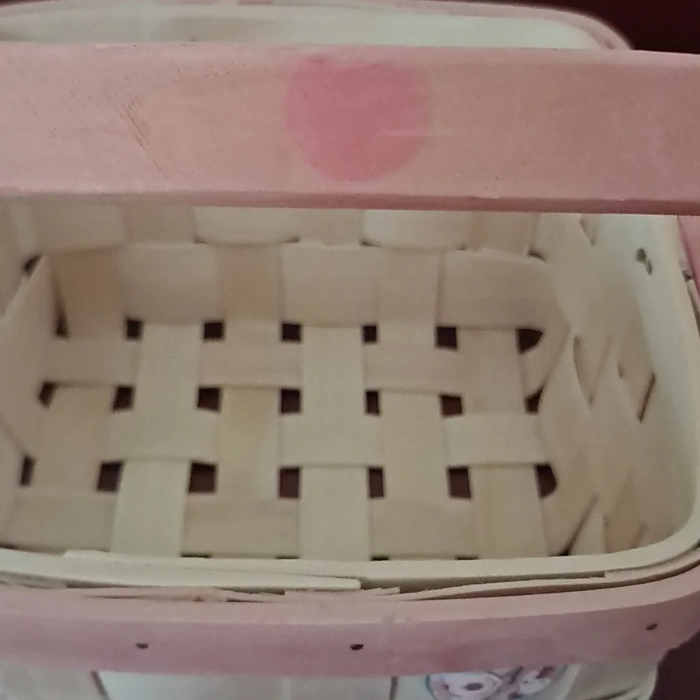 New Cottagecore Longaberger Style Basket With Hearts And Roses